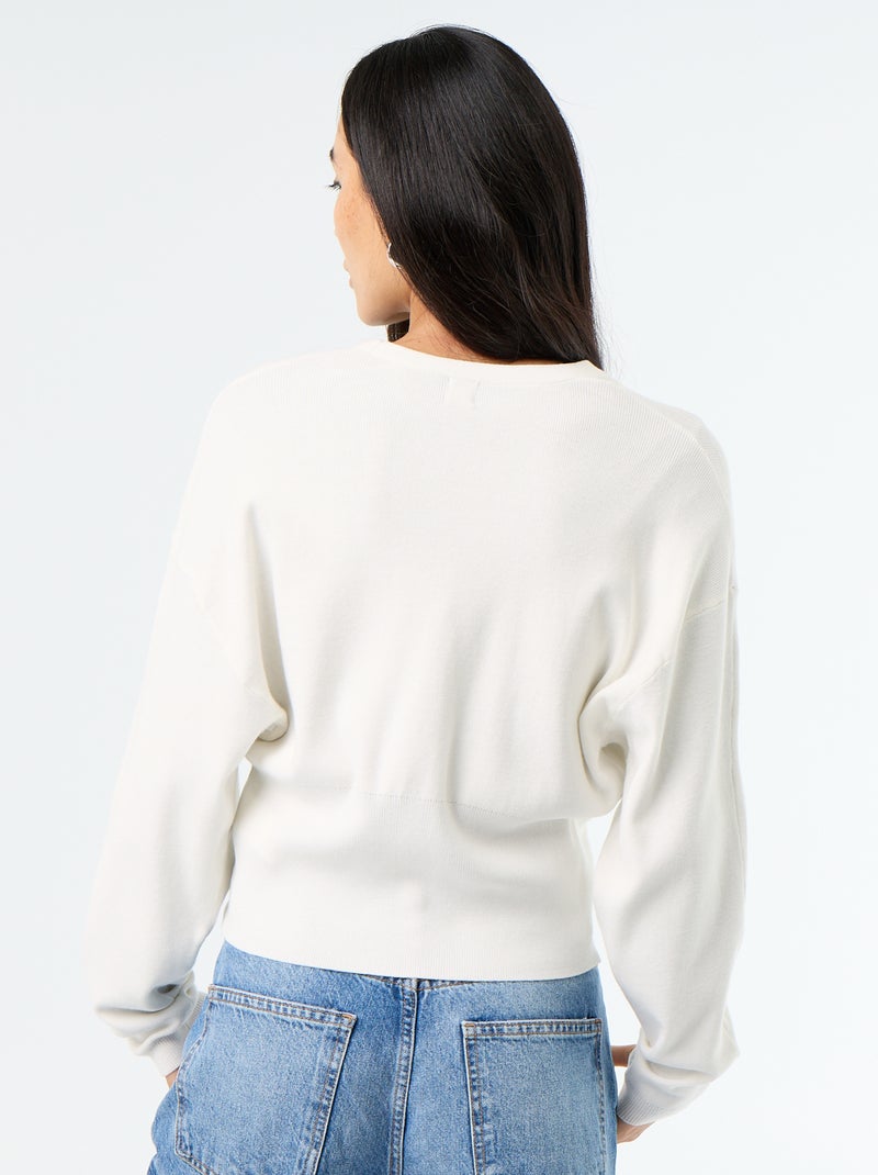 Cardigan cropped con bottoni Bianco - Kiabi