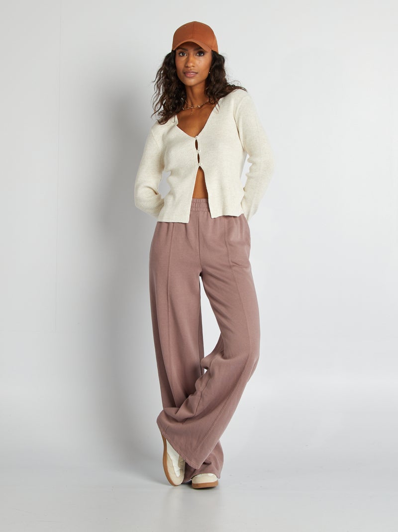 Cardigan cropped in maglia a coste BEIGE - Kiabi