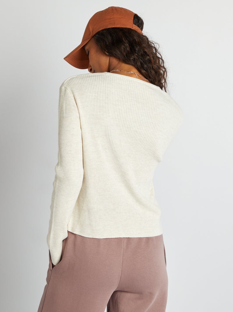 Cardigan cropped in maglia a coste BEIGE - Kiabi
