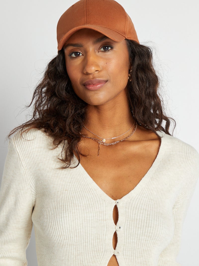 Cardigan cropped in maglia a coste BEIGE - Kiabi