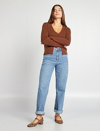 Cardigan cropped in maglia a coste