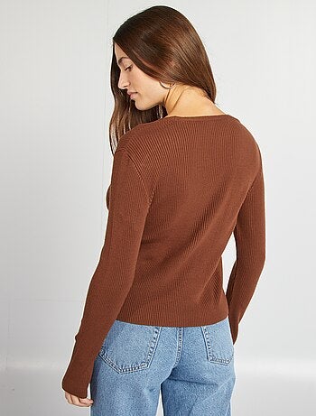 Cardigan cropped in maglia a coste