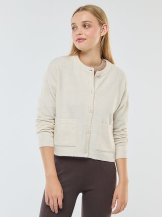 Cardigan cropped in maglia