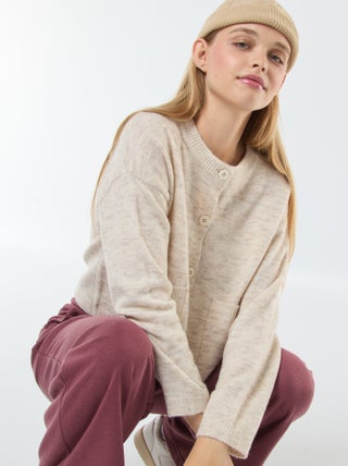 Cardigan cropped in maglia