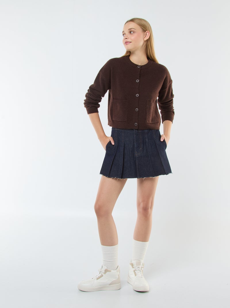 Cardigan cropped in maglia marrone - Kiabi