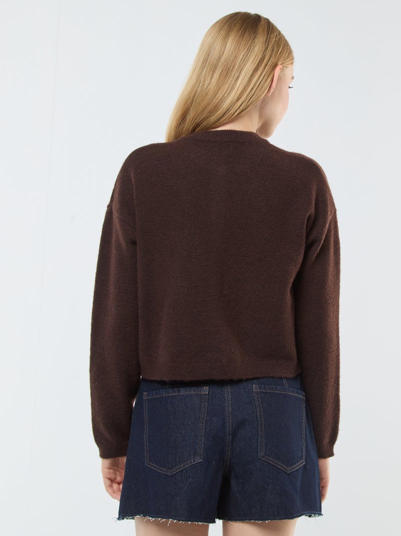 Cardigan cropped in maglia marrone - Kiabi