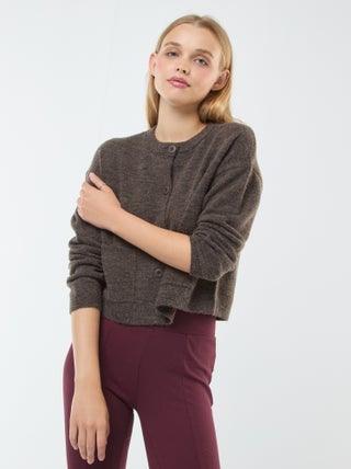 Cardigan cropped in maglia
