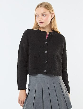 Cardigan cropped in maglia