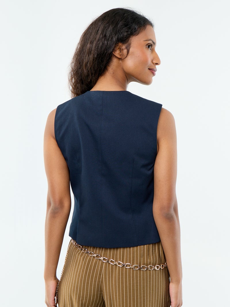Cardigan da completo senza maniche a tinta unita Blu - Kiabi