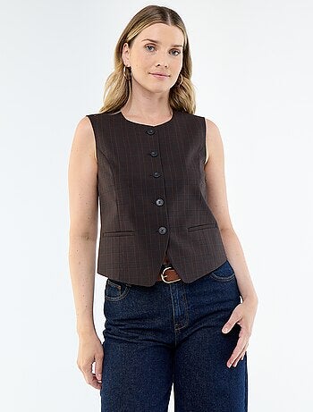 Cardigan da completo senza maniche a tinta unita