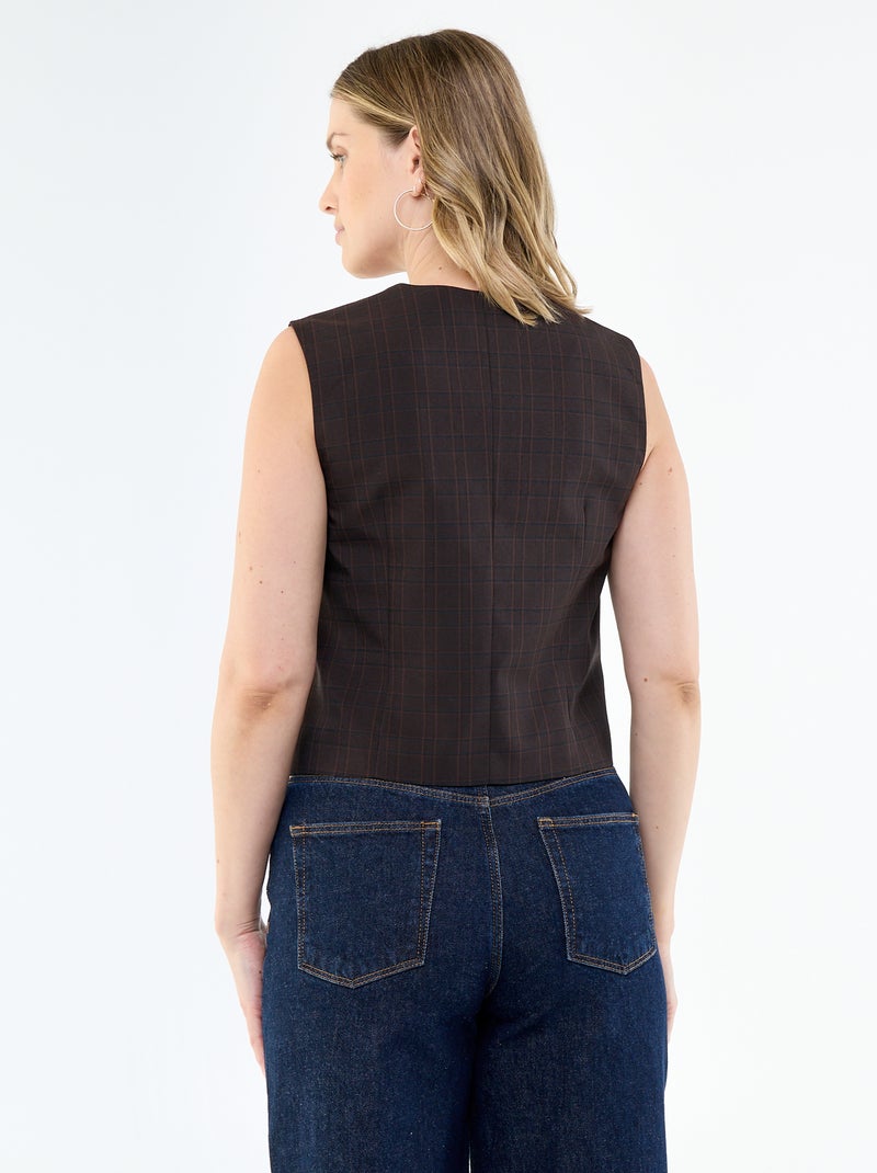 Cardigan da completo senza maniche a tinta unita Marrone - Kiabi