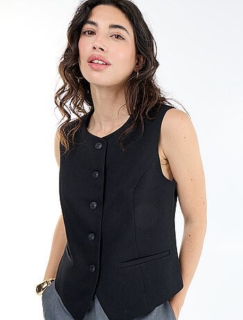 Cardigan da completo senza maniche a tinta unita
