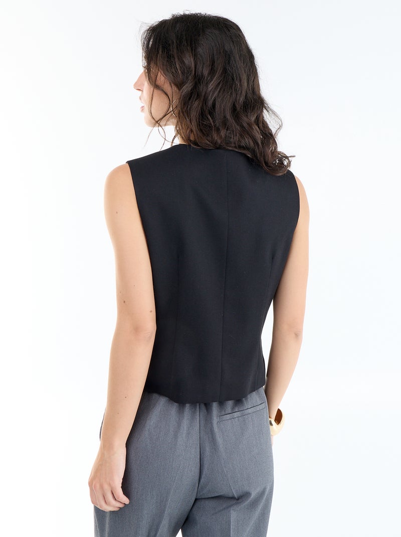 Cardigan da completo senza maniche a tinta unita Nero - Kiabi