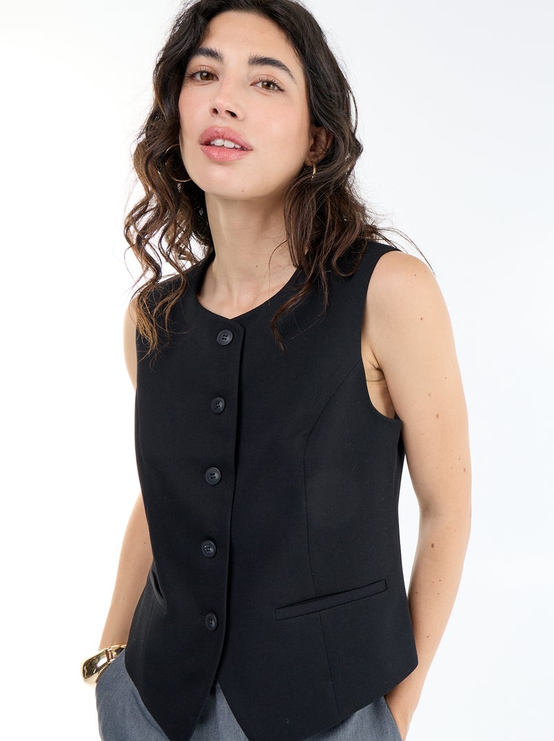 Cardigan da completo senza maniche a tinta unita Nero - Kiabi