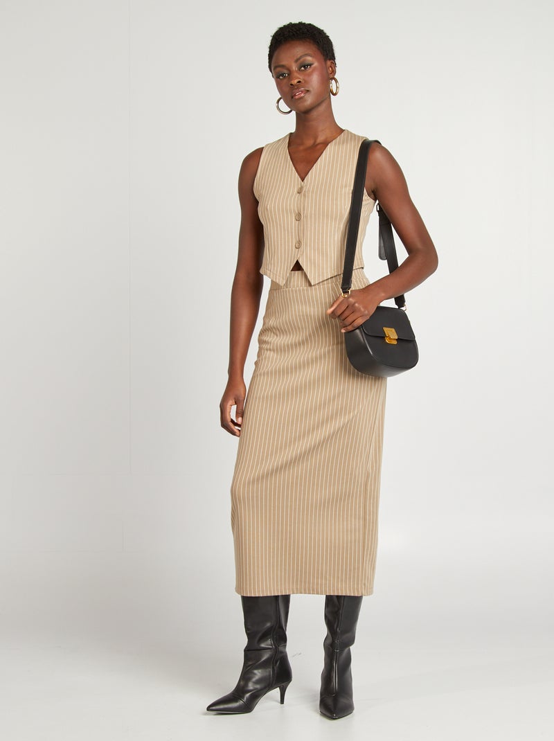 Cardigan da completo senza maniche BEIGE - Kiabi