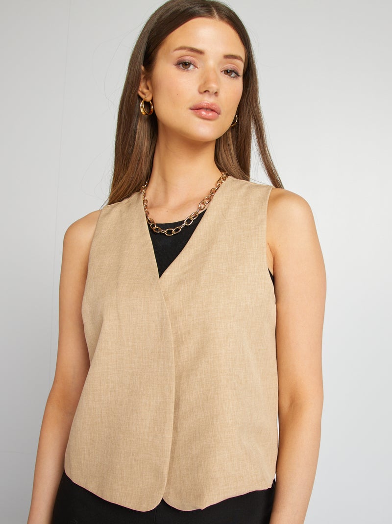 Cardigan da completo senza maniche BEIGE - Kiabi