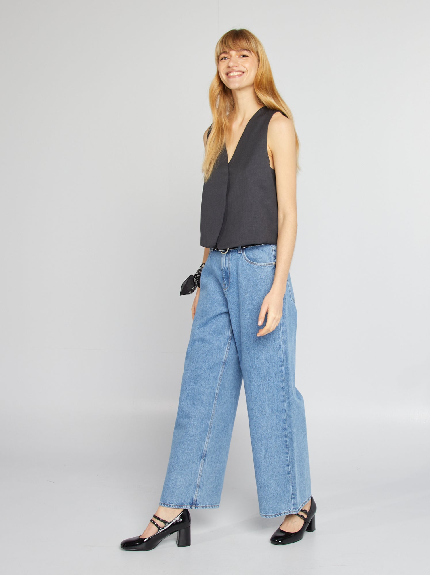 Gilet sherpa donna con zip senza maniche - blu marino all'ingrosso