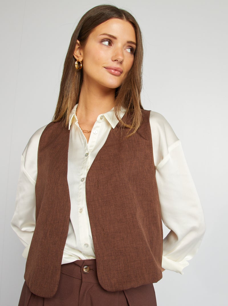 Cardigan da completo senza maniche MARRONE - Kiabi