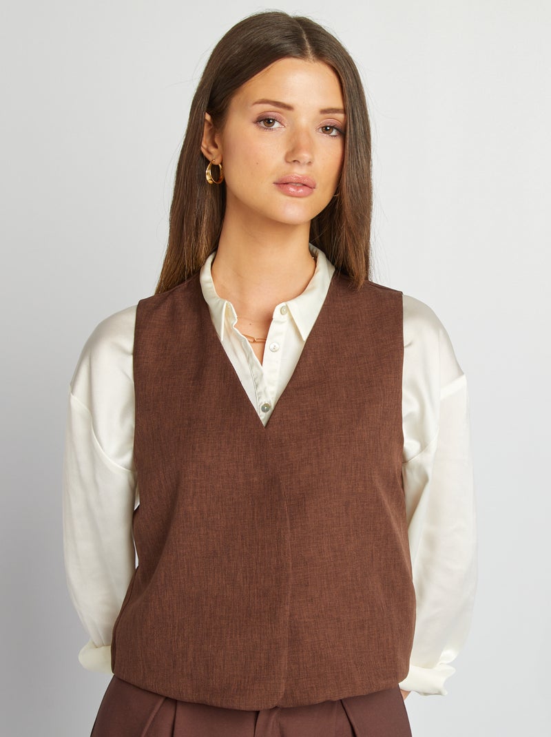 Cardigan da completo senza maniche MARRONE - Kiabi