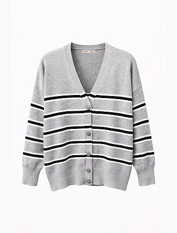 Cardigan da donna a righe con scollo a v mixray