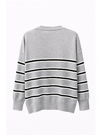 Cardigan da donna a righe con scollo a v mixray
