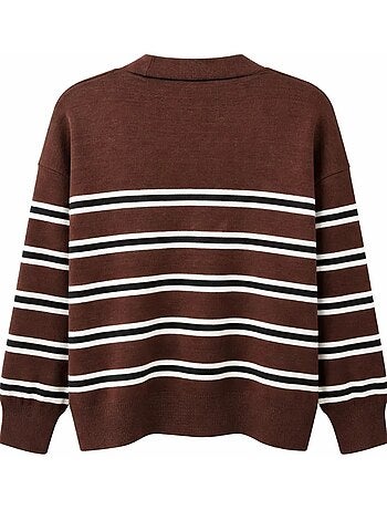 Cardigan da donna a righe con scollo a v mixray