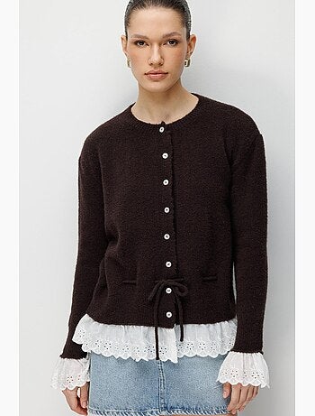 Cardigan da donna con girocollo e bottoni mixray