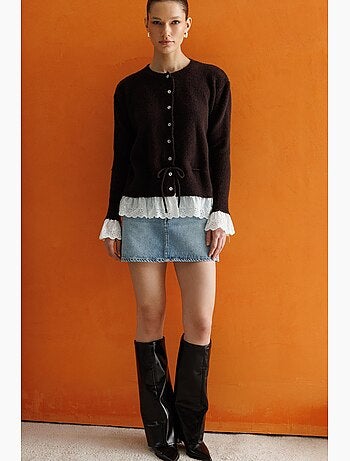 Cardigan da donna con girocollo e bottoni mixray