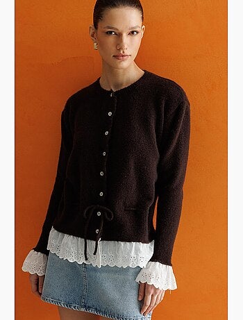 Cardigan da donna con girocollo e bottoni mixray