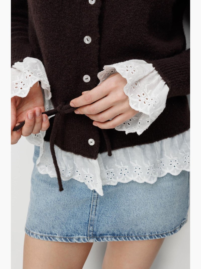 Cardigan da donna con girocollo e bottoni mixray Marrone cioccolato - Kiabi