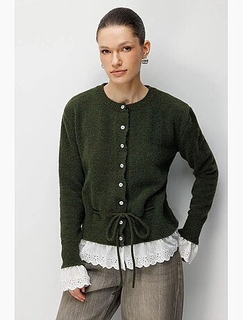 Cardigan da donna con girocollo e bottoni mixray
