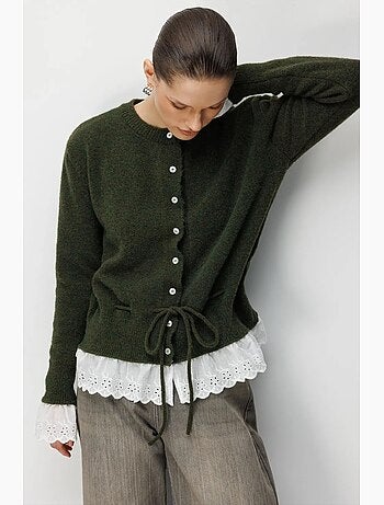 Cardigan da donna con girocollo e bottoni mixray