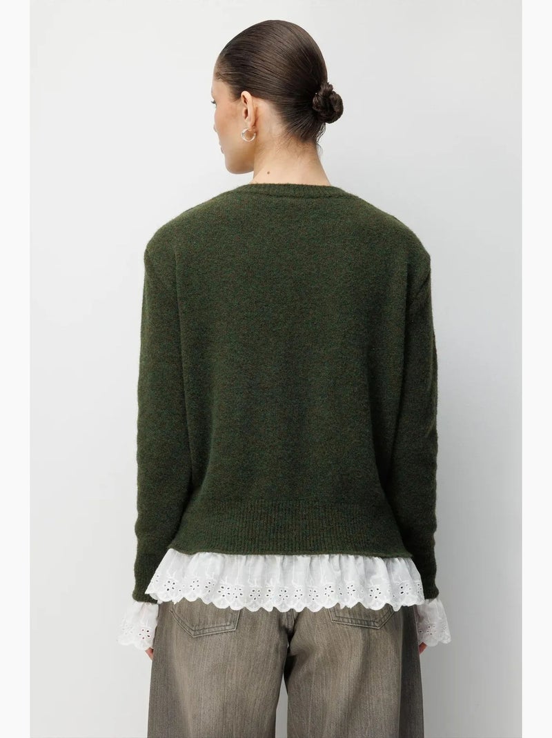 Cardigan da donna con girocollo e bottoni mixray Verde scuro - Kiabi