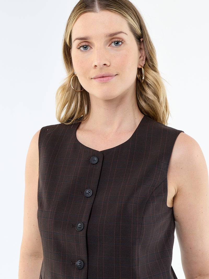 Cardigan da tailleur senza maniche tinta unita Marrone - Kiabi