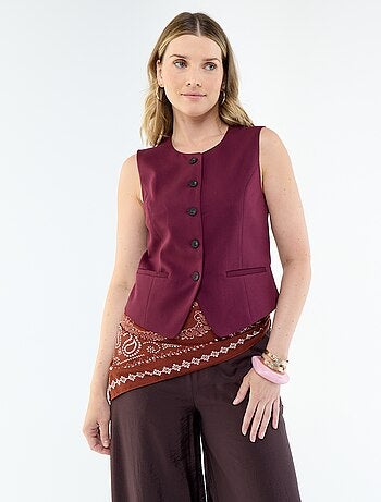 Cardigan da completo senza maniche a tinta unita