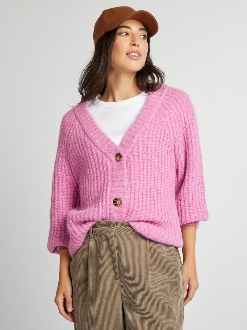 Cardigan di maglia grossa con bottoni ROSA - Kiabi