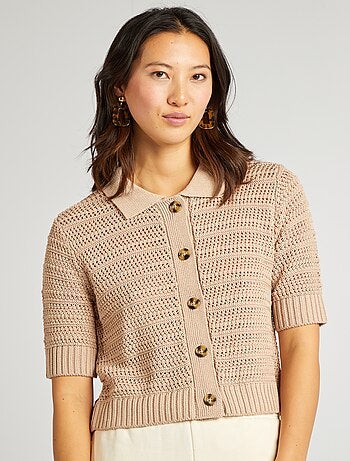 Cardigan dritta a maniche corte