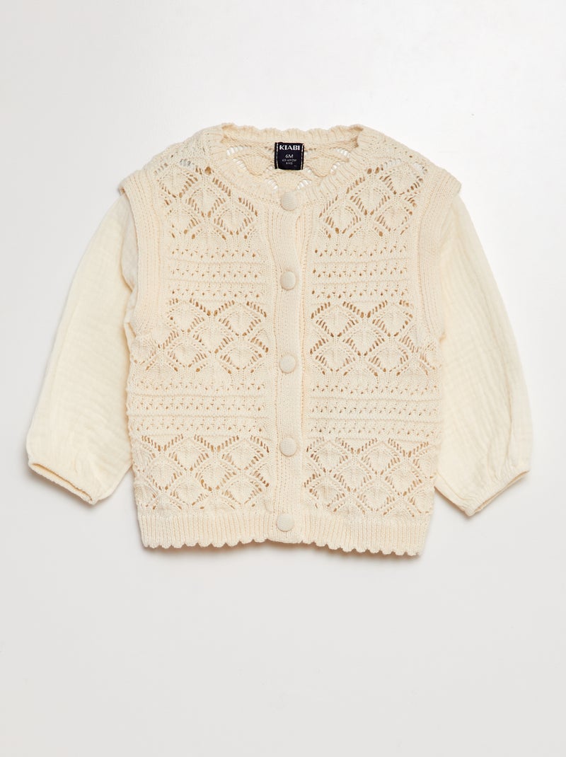 Cardigan effetto 2 in 1 BEIGE - Kiabi