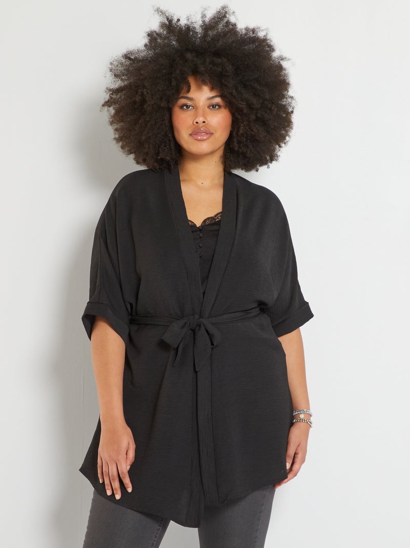 Cardigan effetto kimono nero - Kiabi