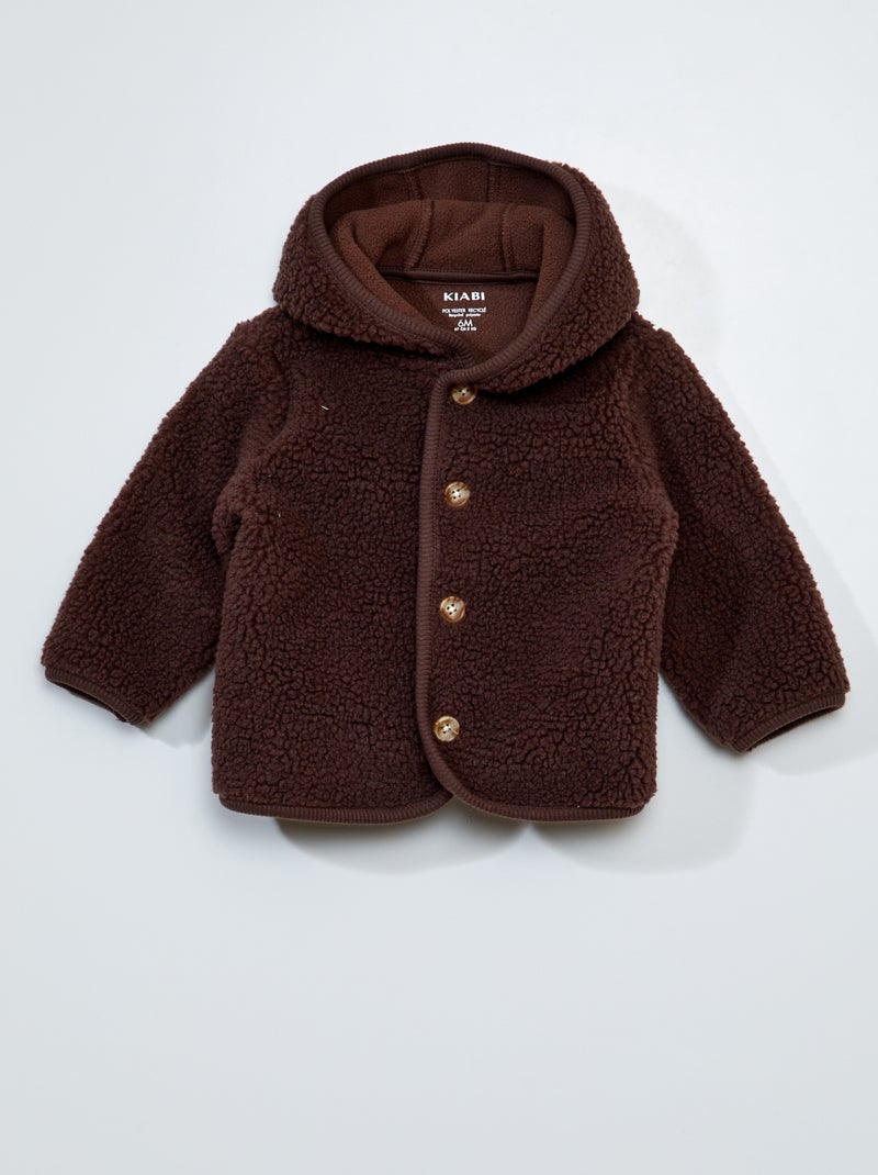 Cardigan effetto montone con cappuccio MARRONE - Kiabi