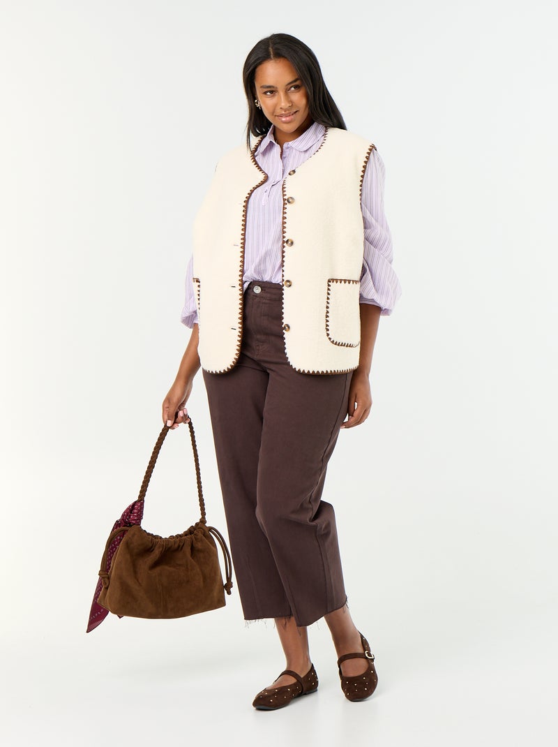 Cardigan effetto pelliccia senza maniche Beige - Kiabi
