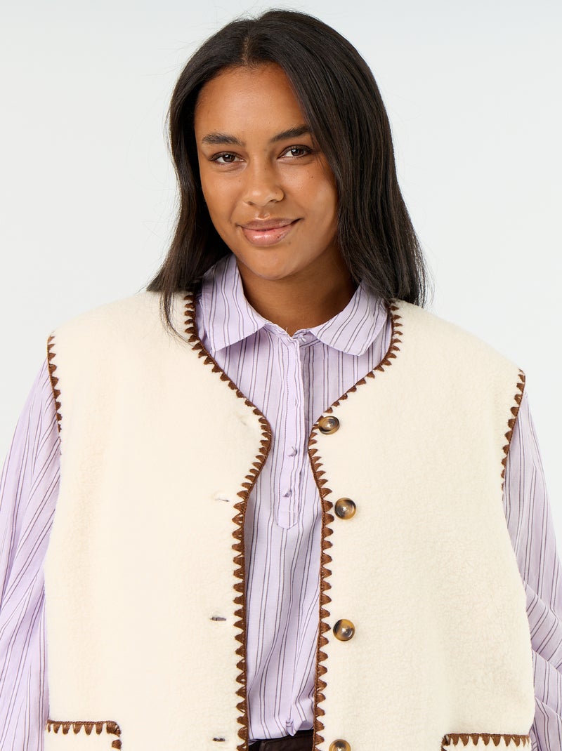 Cardigan effetto pelliccia senza maniche Beige - Kiabi