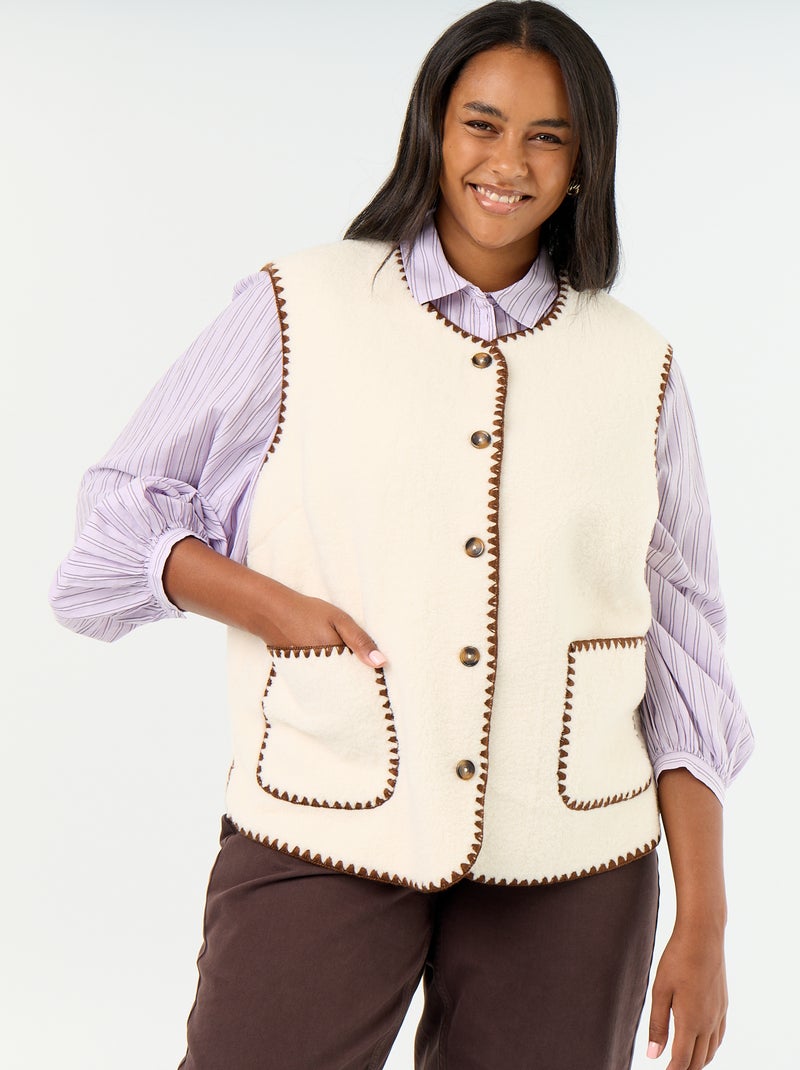 Cardigan effetto pelliccia senza maniche Beige - Kiabi