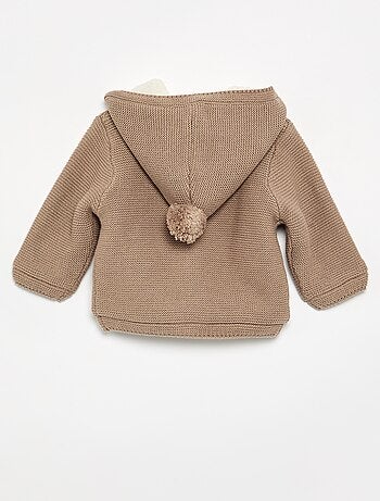 Cardigan foderato con cappuccio a punto legaccio