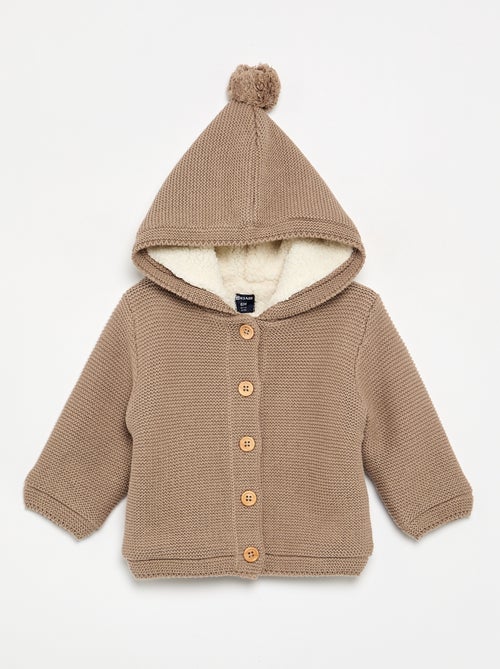 Cardigan foderato con cappuccio a punto legaccio - Kiabi Cardigan foderato con cappuccio a punto legaccio - Kiabi