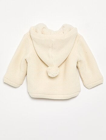 Cardigan foderato con cappuccio a punto legaccio