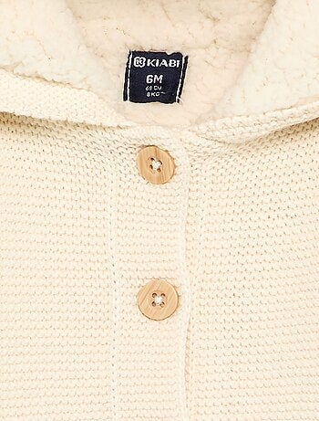 Cardigan foderato con cappuccio a punto legaccio