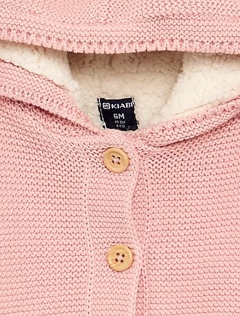 Cardigan foderato con cappuccio a punto legaccio