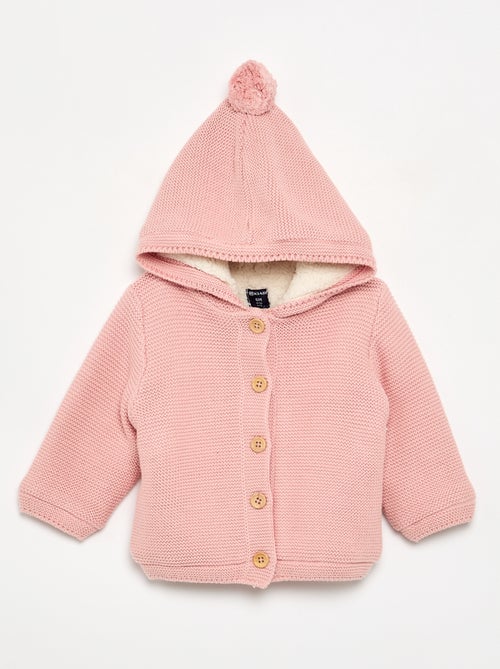 Cardigan foderato con cappuccio a punto legaccio - Kiabi Cardigan foderato con cappuccio a punto legaccio - Kiabi