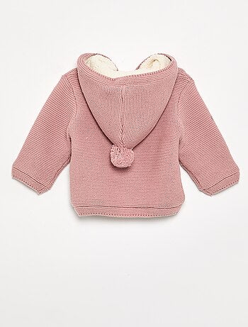 Cardigan foderato con cappuccio a punto legaccio